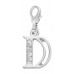Handmade Personalised Letter D Clip On Charm with Rhinestones
